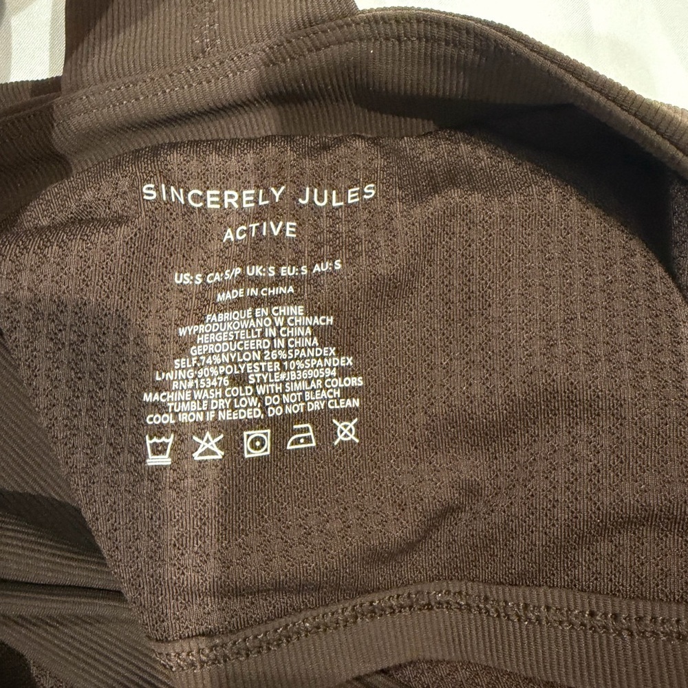 Sincerely Jules Brown Crop Top active NWOT - Picture 4 of 6